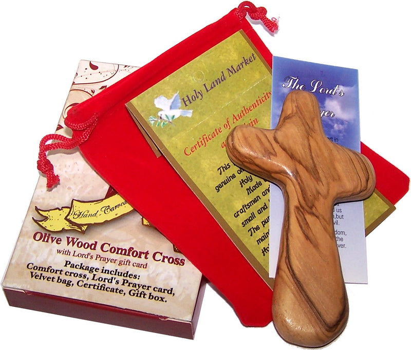 Holy Land Market Gift Package Includes Comfort Cross with Gift Box and Two certificates and Velvet Bag