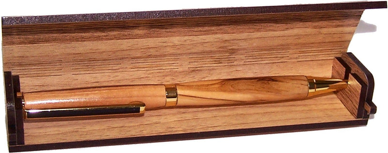 Handmade ballpoint pen handcrafted from Bethlehem Olive wood with wooden box - elegant and sleek design
