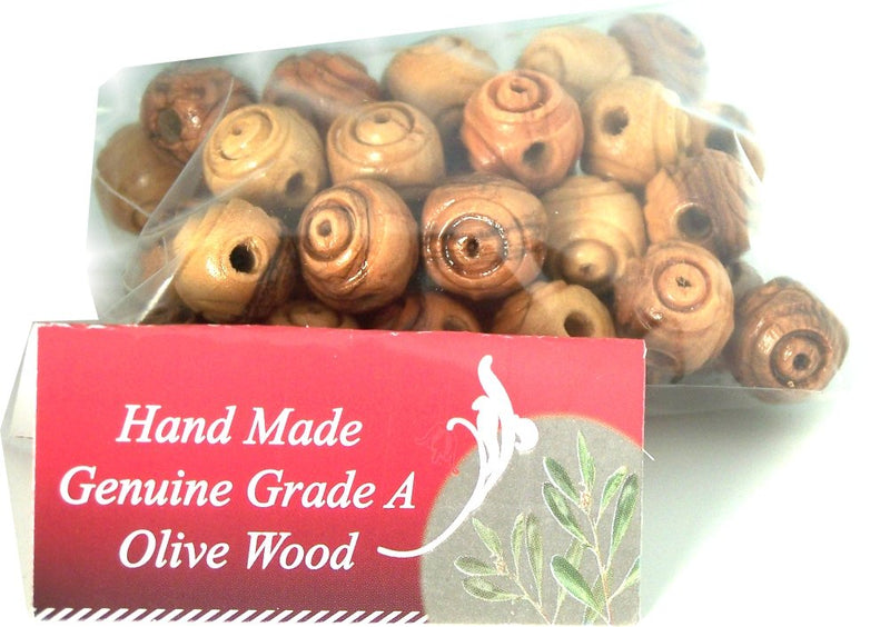 14mm carved Rosary olive wood Beads (60 beads) - Bethlehem Olive wood