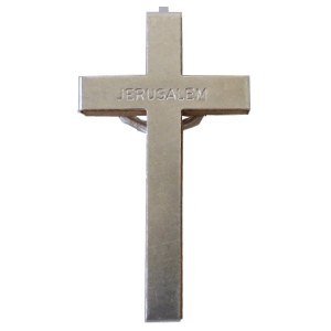 56x32 mm olive wood / Aluminum crucifix - Large (2.2x1.25")
