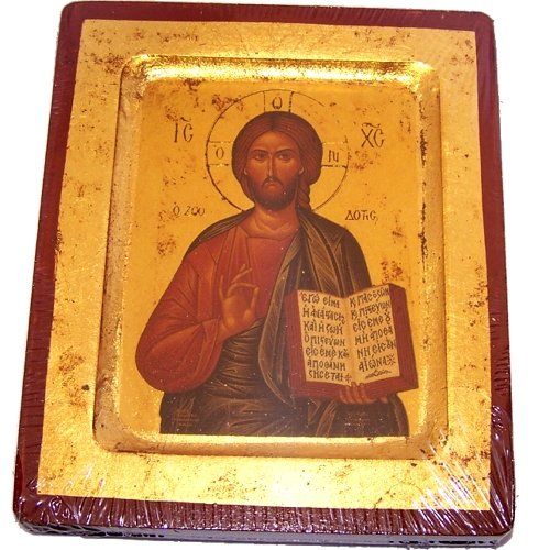 HolyLandMarket - Icons Jesus Christ Pantocrator Icon with Sheets of Gold (Lithography) - 6x4 inches