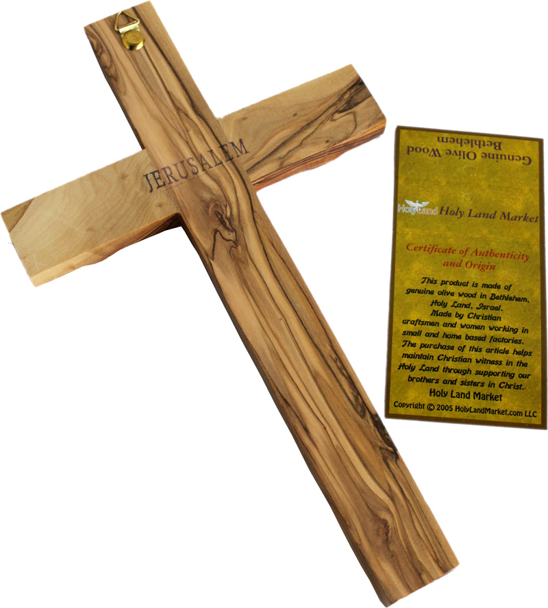 Holy Land Market Olive Wood Cross (9 to 10 inches High)