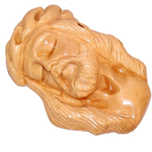 Holy Land Market Jesus Christ with Crown of Thorns - Agony Magnet - Olive wood (2.75 inches - 7cm)