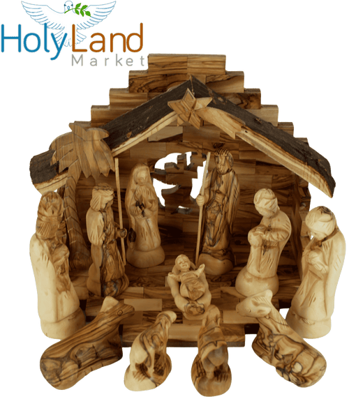 Olive Wood Nativity Set - Inspirational Christmas Decorations Indoor, Hand Carved Nativity Set for Christmas Table Decor, Bethlehem Olive Wood, Christian Home Gift