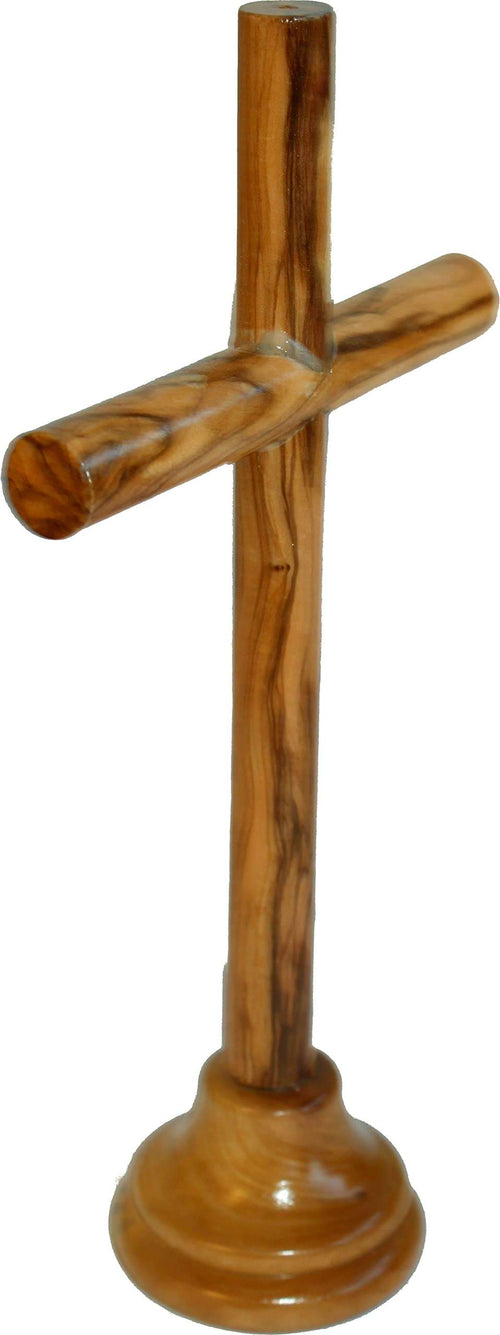 Cruz de Madera de Olivo con Palos Redondos Suaves de Belén - Estilo Moderno (7.5 Pulgadas)