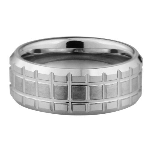 Carved Tungsten ring - two tones- 8mm wide