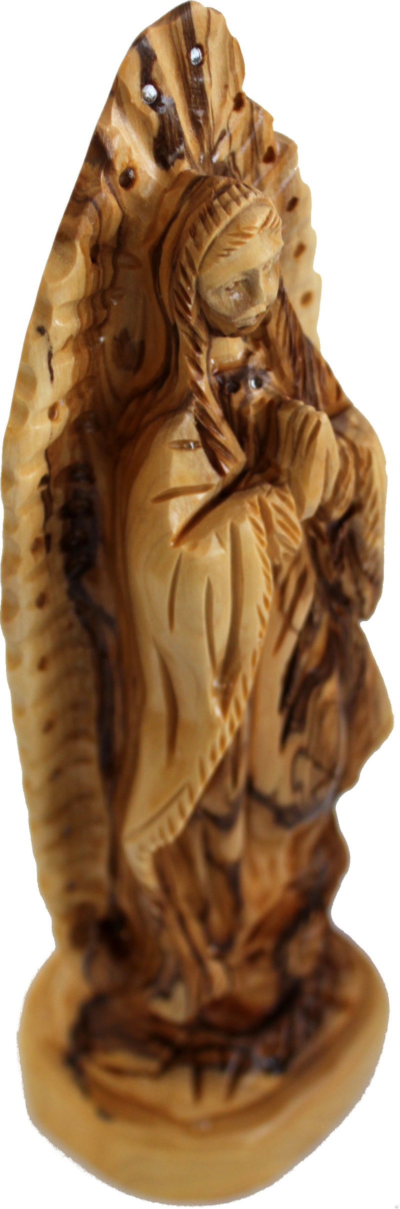 Holy Land Market Virgin or Lady of Guadalupe Olive Wood Statue from Bethlehem - (24 cm cm or 9.25 inches)