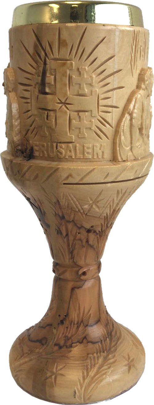 Hand Carved Last Supper Olive Wood Wine Goblet or Cup Extra Large - 10 Inches high