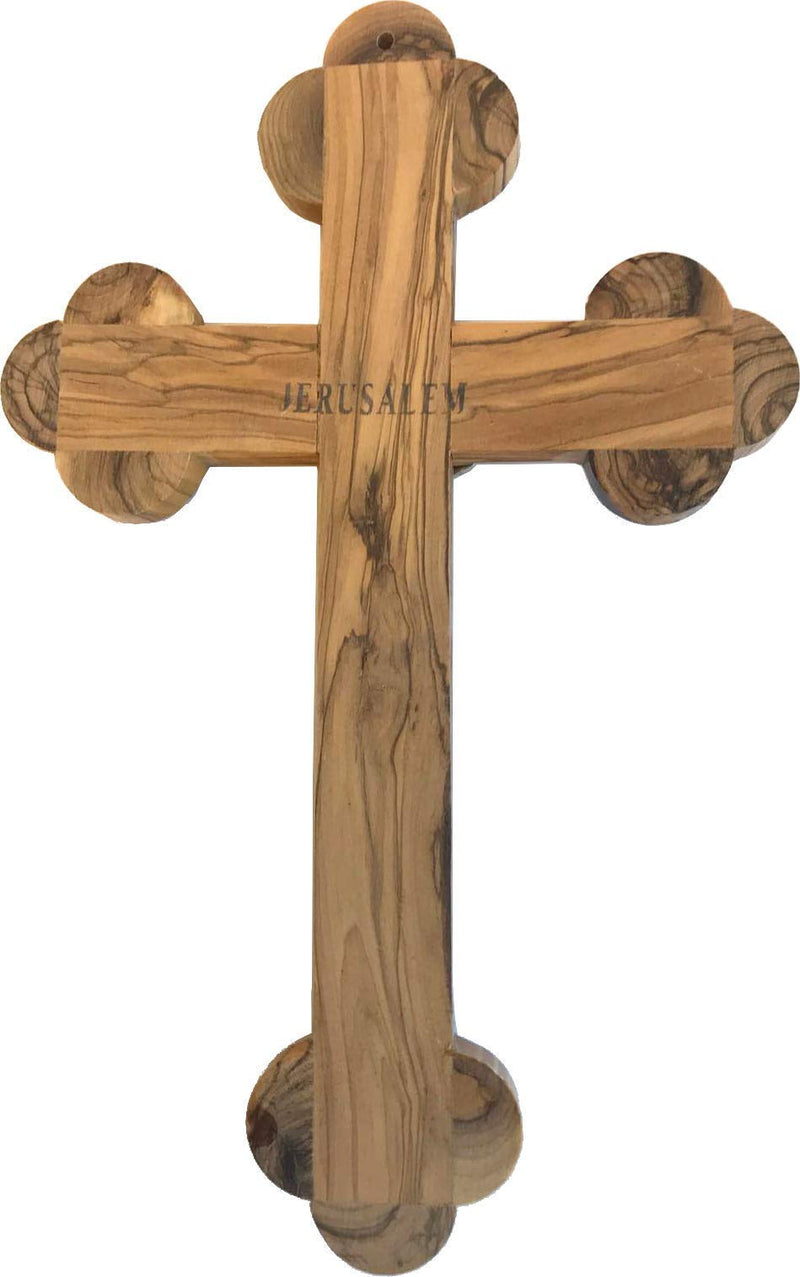 Cross Crucifix Orthodox 14 Station 4 Lens Olive Wood 10.5 Inch Jerusalem