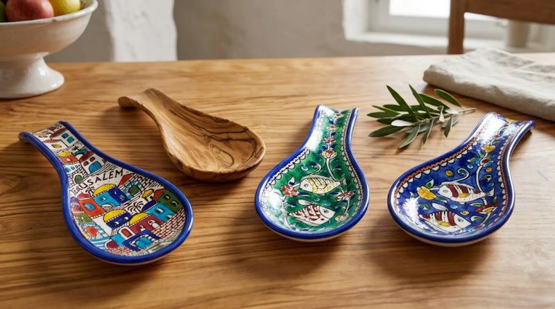 Reposaplatos de Cerámica y Madera de Olivo