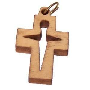 Cruz latina de madera de olivo con láser (6 cm o 2.36" de largo)