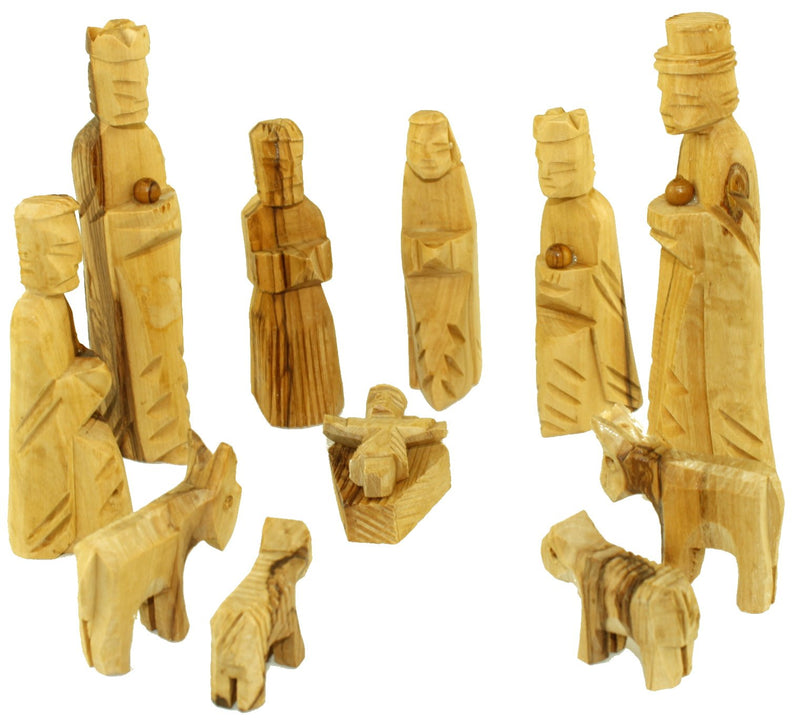 Olive Wood Children's Nativity Set (12 Pieces Set)