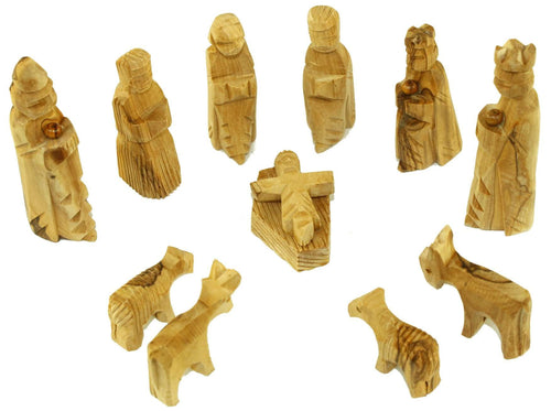 Olive Wood Miniature Nativity Set (12 Pieces Set)