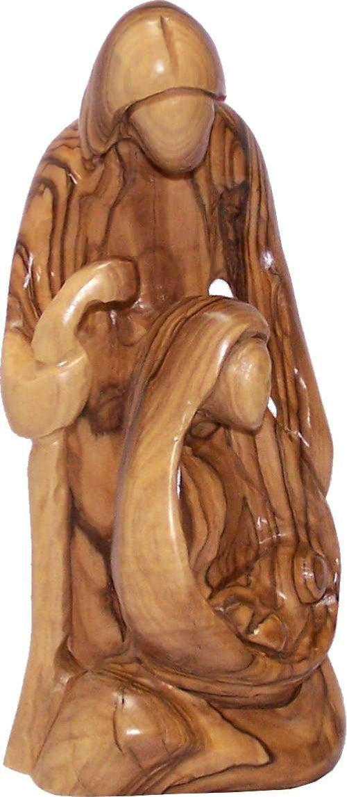 Estatua de la Sagrada Familia de madera de olivo del Mercado de Tierra Santa (7.2 pulgadas)