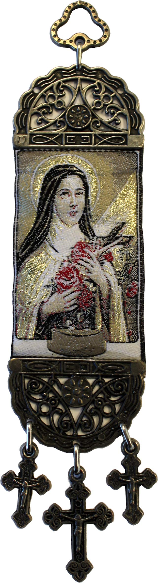 Holy Land Market Wall Hanging Tapestry of Saint Theresa - with Heat Printing on Synthetic Cloth Decorated (8.85 x 2 Inches)