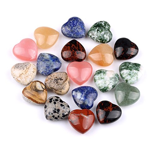Four worry heart shaped gemstones (Natural Gemstones) set of 4 Natural Semi-precious worry stones