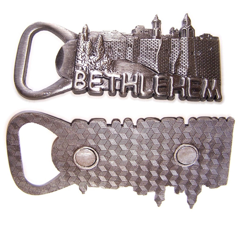 Pewter - Heavy Nativity Church of Bethlehem - Bottle opener - Magnet Souvenir