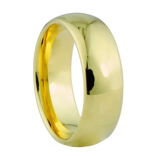 Anillo de boda o banda de diseño abovedado - Altamente pulido, bañado en oro de 18K o IP