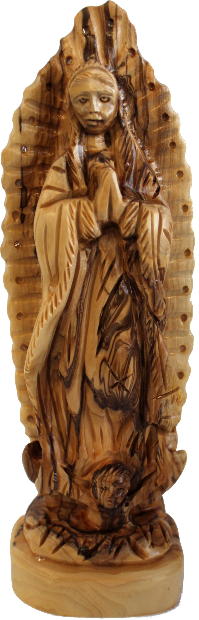 Holy Land Market Virgin or Lady of Guadalupe Olive Wood Statue from Bethlehem - (24 cm cm or 9.25 inches)