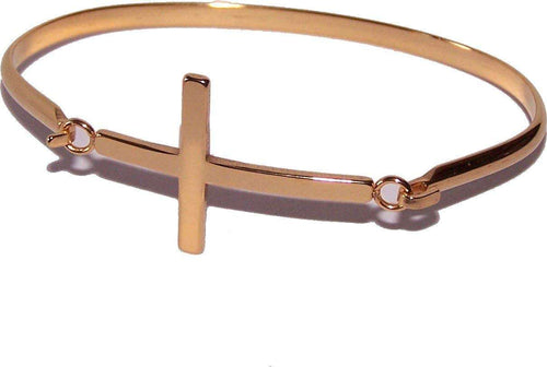 Pulsera tono oro con Cruz - 3 pulgadas de ancho lateral por 2 pulgadas de ancho vertical