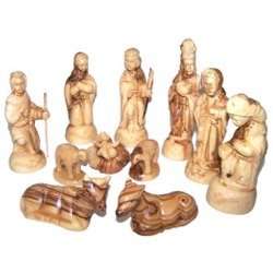 Juego de nacimiento de madera de olivo de lujo (conjunto de 12 piezas)