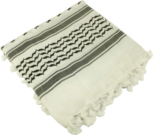 Bufanda árabe premium Hirbawi 100% algodón Shemagh Keffiyeh 47"x47" (negro y blanco)