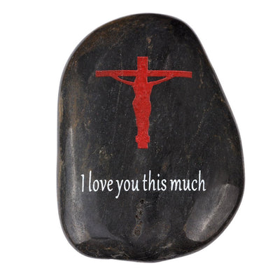 Holy Land Market Engraved Inspirational Stones Collection - I Love You This Much Stone