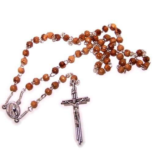 Top quality mini-beads olive wood Rosary (4mm beads - 13 inches)- with Cert.