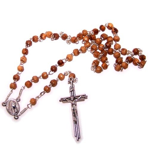 Top quality mini-beads olive wood Rosary (4mm beads - 13 inches)- with Cert.