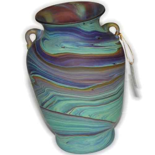 Holy Land Market Bud Style Phoenician - Ancient Beauty Phoenician Glass Vase. Each is Unique. Museum Quality Looks and Feels(8.7 Inch)