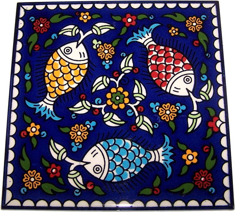 Modular Hand Painted Tile from Jerusalem Model IV - 6 Inches - Asfour Outlet Trademark