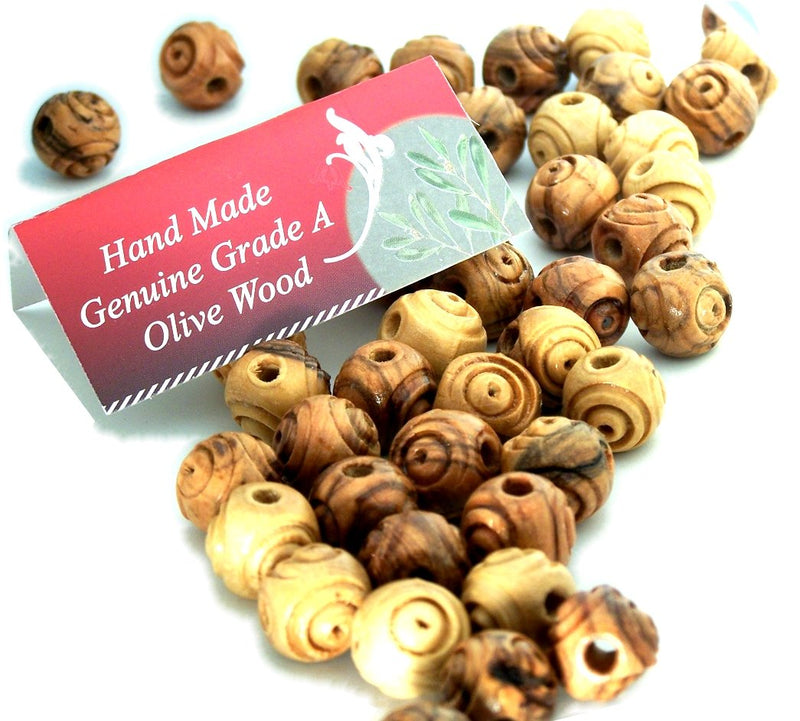 14mm carved Rosary olive wood Beads (60 beads) - Bethlehem Olive wood