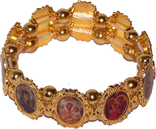 Pulsera coronilla - Elástica. Talla única - Cuentas de santos