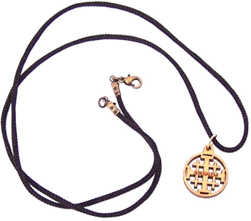 Cruz de Jerusalén - collar de madera de olivo, el collar mide 60 cm de largo - 23.5 pulgadas