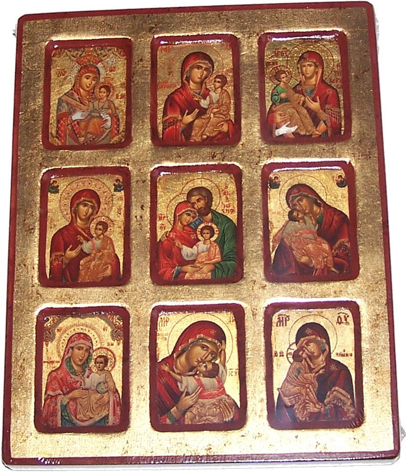 Our Lady Icons and titles in one icons with sheets of Gold (Lithography) (25 x 20 cm OR 10 x 8 inches)