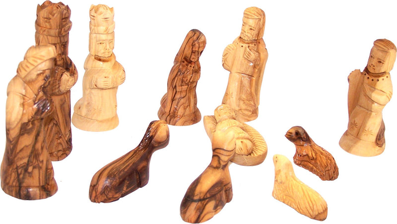 Holy Land Market Intricate and detailed design small Olive wood Nativity Set - 3 Inches tallest figure