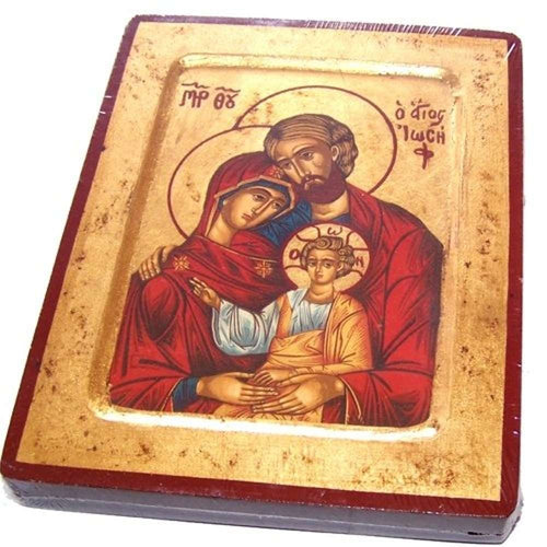 Holy Family Icon with Sheets of Gold (Lithography) - Size (7x5 inches)