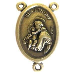 San Antonio de Padua y San Francisco - centro de bronce (2.2x1.6 cm-0.86x0.6")