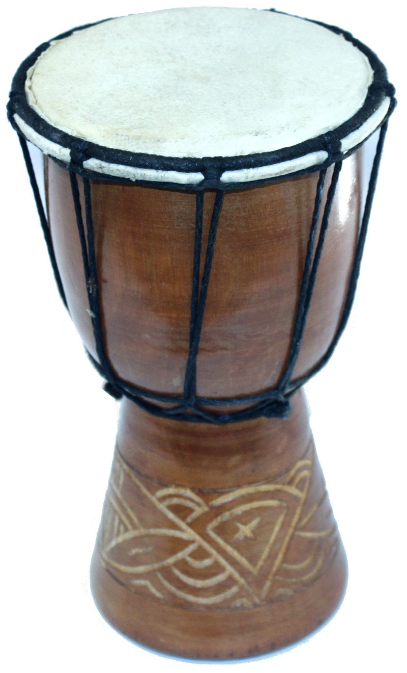 Djembe or Jembe Drum With nature and Animals carving from Jerusalem - Small (19cm or 7.5 Inches high) by Holy Land Market