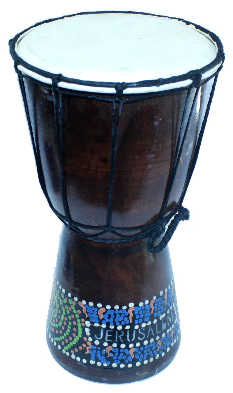 Djembe or Jembe Drum With With colored dots from Jerusalem - Large size (30 cm or 12 Inches high) by Holy Land Market