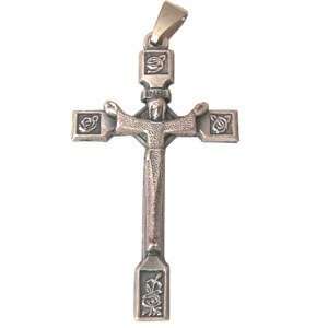 Crucifijo de rosario de rosas - Pewter (5x2.7cm-2x1.1")