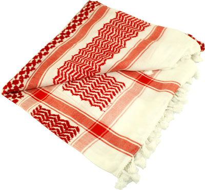 Hirbawi Kufiya Original Men's Royal Lace Arab Scarf One Size Dark Red on White