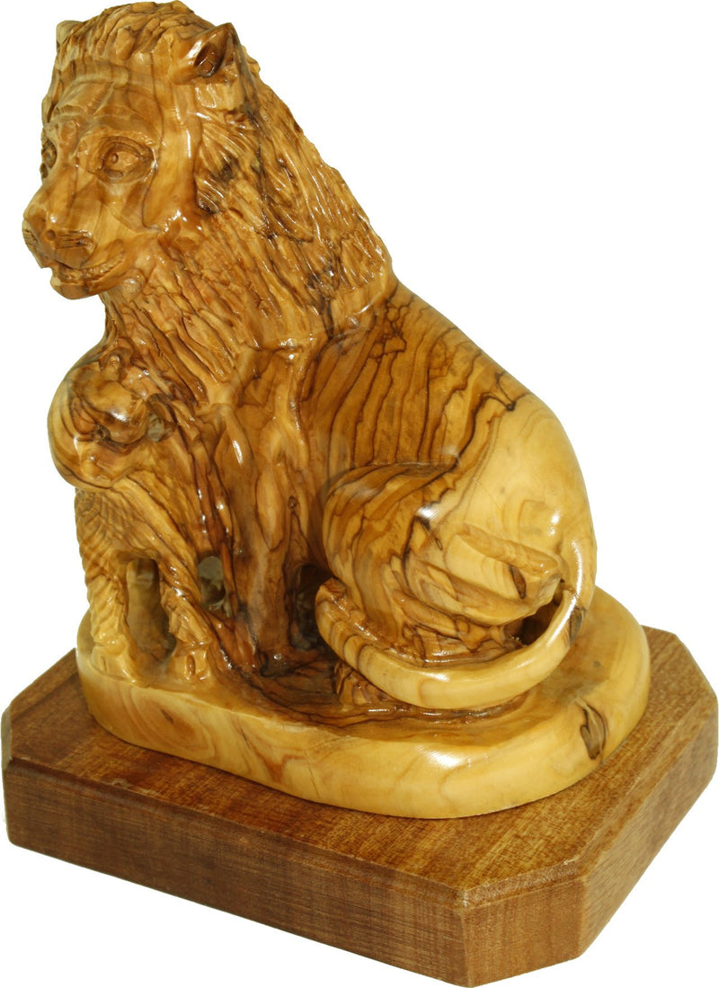 Holy Land Market Lion with Lamb - olive wood figure - one piece, Revelation 5:5-6 (20x16x12 or 8x6.5x5 inches)