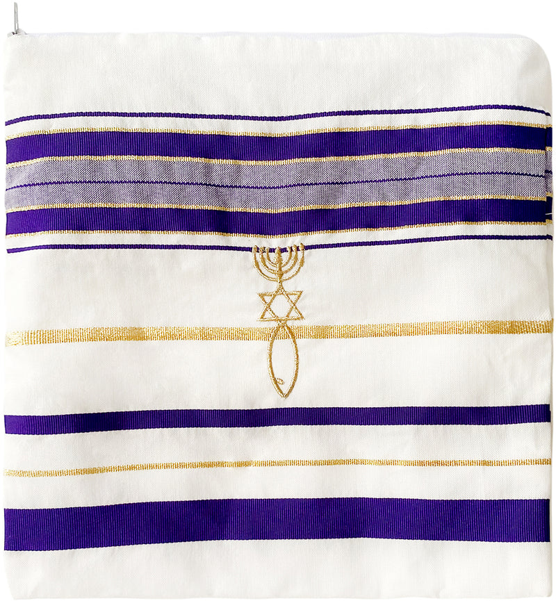 HolyLandMarket Mens Messianic Shawl/Tallit - The Messiah Tallit (Purple)