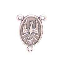 Centro del Espíritu Santo con Fiat María - Triángulo de rosario de Pewter (1.5cm - 0.6 pulgadas)