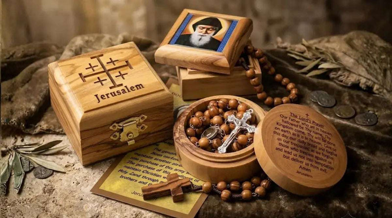 Olive Wood Rosary Boxes