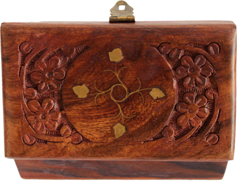 Decorative box - wooden 5 x 3 x 1.4 Inches ( carved by Hand ) by Holy Land Market