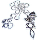 Messianic Seal (Thick) - Style XIX - Sterling Silver necklace (35 cm or 1.4" w/o loop - Small) - w/ box chain