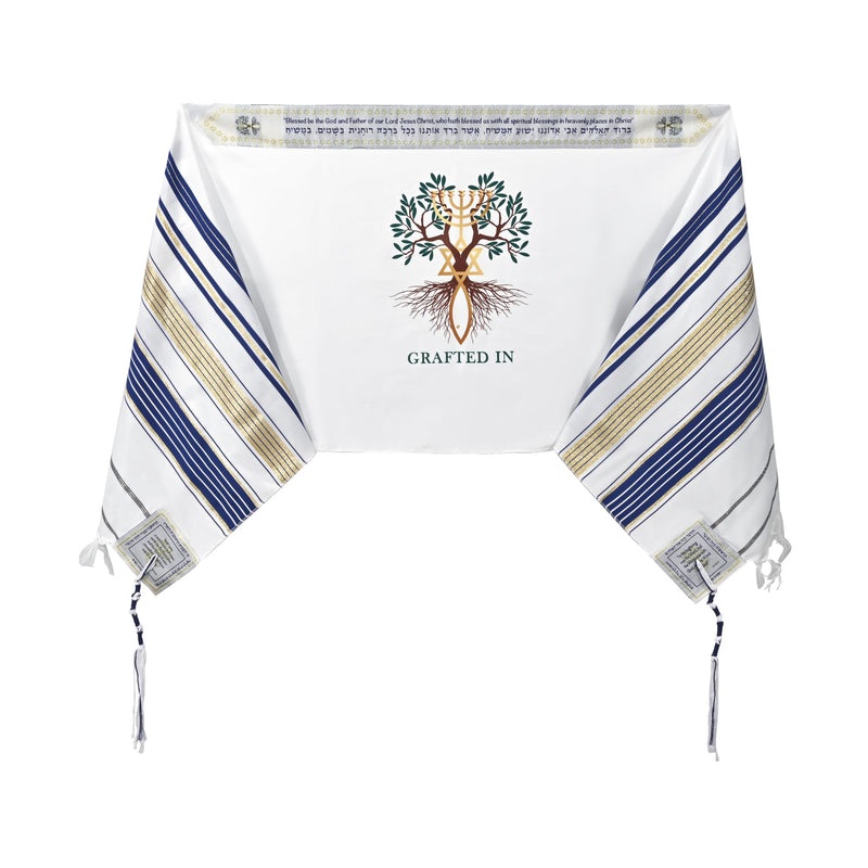 Holy Land Market Grafted IN - Messianic Christian Prayer Shawl/Tallit Prayer Shawl - Creation and Restoration Talit