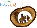 Holy Land Market Complete 7-Piece Olive Wood Bark Ornament Set - Inspirational Natural Wooden Christmas Decorations, Hand Carved in Bethlehem - Unique Christmas Ornaments & Decor Nativity Story Set